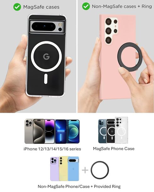 Magnetic Phone Holder for Stroller, Shopping Cart & Golf Push Cart | Handlebar Phone Mount for MagSafe | Strap