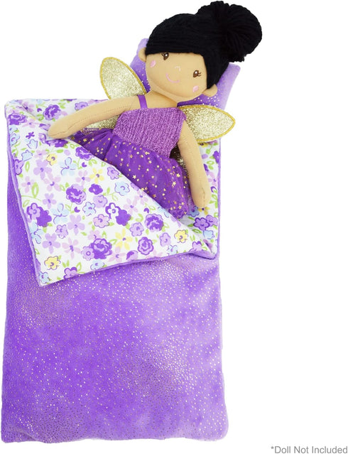 Cozy 2-Piece Playset 14" 2 3 4 June Garden Dream Reversible Doll Sleeping Bag - Doll Accessory with Pillow - Fits