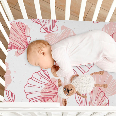 Cozy 28 52 9 Inches Kigai Coral Seashell Crib Sheets - Stretchy Fitted Crib Sheets for Boys Girls, Unisex Baby Crib