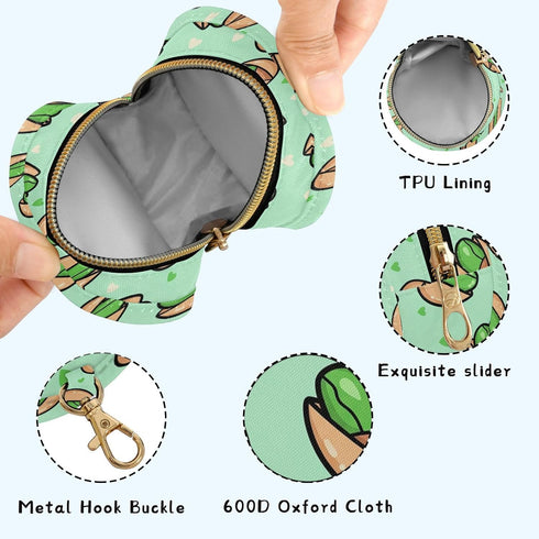 Pistachio Nuts Hearts Baby Pacifier Holder Case with Clip Portable Pacifier Storage Organizer Round Container Pouch Box