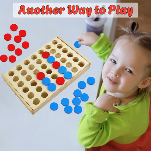 4 in a Row Wooden Connect Board Game | Foldable Line up 4 Game | Classic Strategy Family Fun Toy