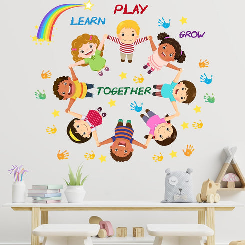 Peel and Stick Kids Wall Decals Educational Rainbow & Diversity Stickers for Nursery, Classroom, Playroom | Learn Play