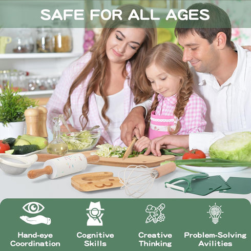 17 Set Set PCS Kids Knife for Real Cooking, Montessori Kitchen Tools for Toddlers, Cooking and Baking for Kids Little