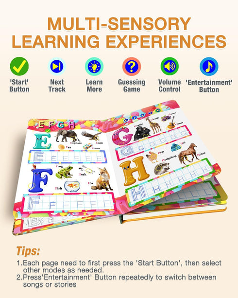 3-5,Preschool 3 4 5 6 Toy,600+ English Interactive Sound Book for Kid,Alphabet & Number Talking Book for Toddlers Age