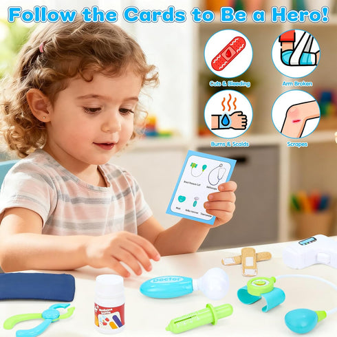 Gifts2U 28-Piece Set 3+ Kids First-Aid Kit Toy, Pretend Play Doctors Kit for Kids with Real Stethoscope and Storage