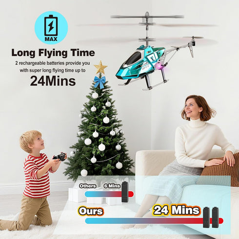 2.4GHz 8+ XIKOTEC Remote Control Helicopter, RC Helicopter Toy for Kids, RC Plane with LED Lights, RC Flying Toy, Easy