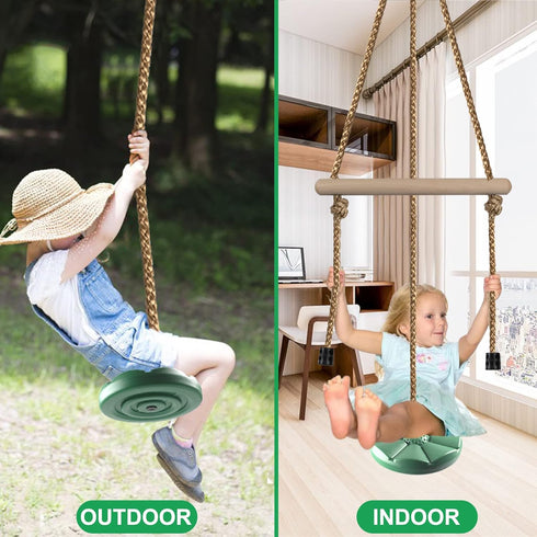 Set 7FT KINSPORY Disc Swing for Kids, Swing Accessories, Height Adjustable Gym Monkey Bars, Hanging Tree Seat
