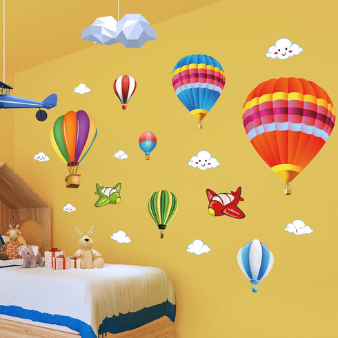 Amaonm Removable Creative 3D Hot Air Balloon Wall Decals, Kids Room Art Decor Stickers