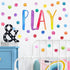 Yovkky Kids Playroom Polka Dots Wall Decals Stickers, Watercolor Play Sign Peel and Stick Neutral Nursery Preschool
