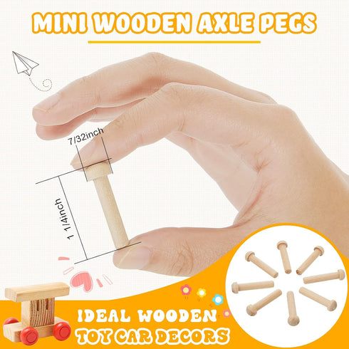 Civaner 36 Pack Wooden Wheels Toys for Crafts, Mini Wheels with Axle Pegs for DIY Toy Cars, 1.25 Inches