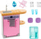 Barbie Furniture & Accessories Set, 10+ Pieces for Kitchen, Includes Dishwasher with Working Door & Sliding Rack