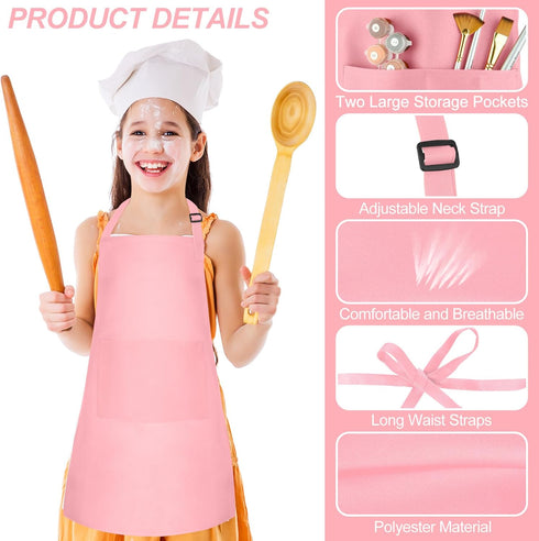 Morcheiong 8/12/24 Pack Adjustable Kids Apron: Toddler Apron with 2 Pockets for Baking and Painting