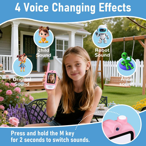 Lapare 2-Way 3 4 5 6 7 8+ Kids Video Walkie Talkies, Rechargeable Walkie Talkies with Screen, HD Real-time Video
