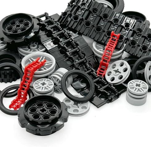 Miutrue 6yrs+ Technical Parts Car Gears Wheels Treads Chain Links Building Blocks Accessories Pieces kit Construction