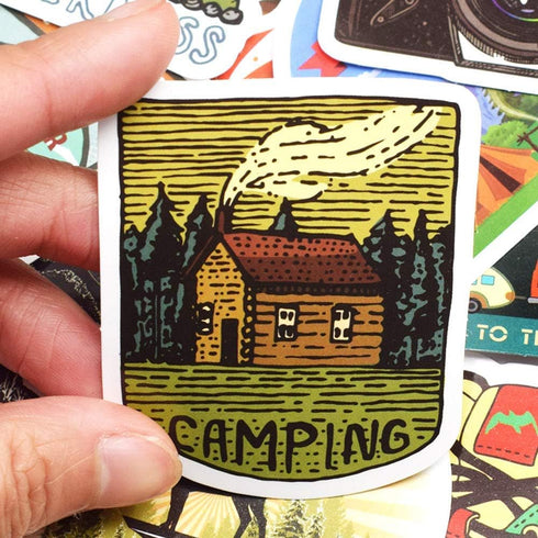 Stickers for Water Bottles - Outdoor Nature Camping Adventure Stickers, Waterproof Vinyl for Teens, 50Pcs