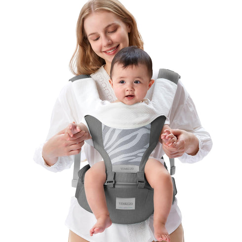 YEMKEZO 4-in-1 0-36 Baby Carrier Newborn to Toddler with Hip Seat, Multifunction Baby Hip, Ergonomic Infant Carrier