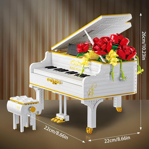 1293pcs Mini Ideas Piano Model Building Block Set, Music Lovers Collection Gift for Boys and Girls (White)