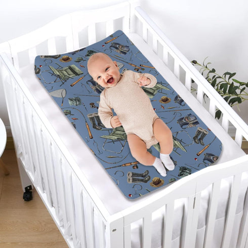 Fishing Changing Pad Cover, Soft Breathable Sheets for Boys, 32"x16" Fishing Lovers Gift
