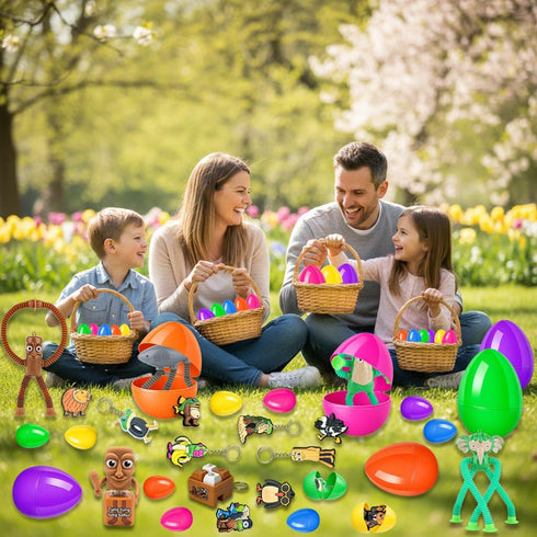 DZLHQON 36PCS Easter Eggs for Kids, Filled Easter Eggs with Character Toys, Large Medium Small Eggs, Italian Brainrot