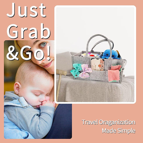 Business Trend Baby Nappy Caddy Collapsible Nursery Organizer Storage Basket for Babies, Portable Holder Tote Bag