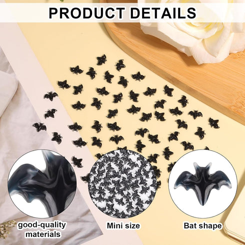 XIHIRCD 60pcs Halloween Mini Bats, Smooth Washable Resin Halloween Dollhouse Miniatures Dollhouse Miniature Tiny Bats