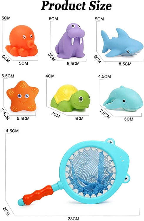 Bath Toy Water Spraying Discoloration Floating Animals, Shark Fishing Play Set for Babies and Kids