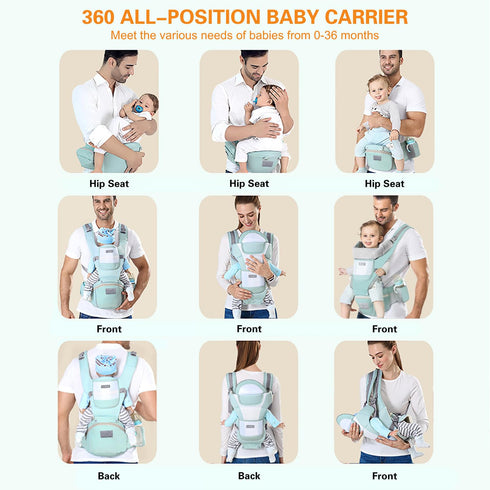 7-45lbs Baby Carrier Ergonomic Infant Carrier with Hip Seat Kangaroo Bag Soft Baby Carrier Newborn to Toddler Front