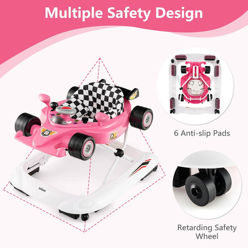 3 1 INFANS Foldable Baby Walker, in Toddler Activity Center Leaning-Seated Walk-Behind with Steering Wheel, Adjustable