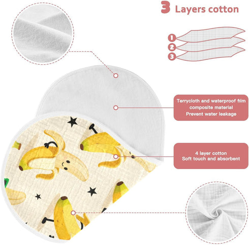 tplaotee 22x11in Cute Cartoon Yellow Bananas Cotton Burp Cloths Baby Soft and Absorbent? Burp Rags for Unisex Newborns