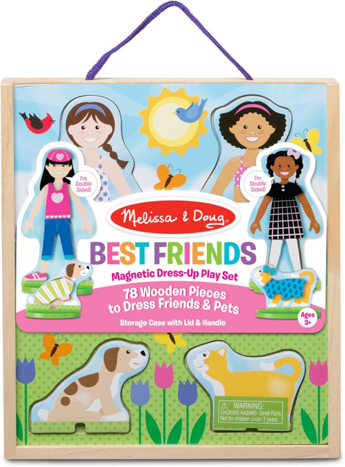 Melissa & Doug Best Friends Magnetic Dress-Up Wooden Dolls Set (78 pcs) for Pretend Play