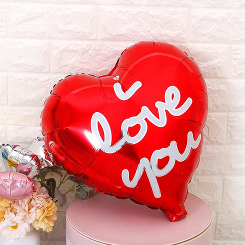 BinaryABC Valentines Day Decorations, Love Heart Foil Balloons, I Love You Balloon, 10Pcs (Red)