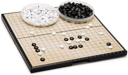 AMEROUS 11 Inches Magnetic Go Game Set - Travel Foldable Board Game with Magnetic Stones & Rules for Beginners