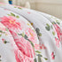 Set 4 Set Flower Toddler Bedding for Girls Pieces White Floral Toddler Bed with Pink Roses and Green Leaves - Includes