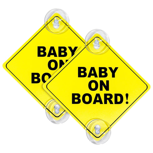 VASTRISE 2 Pcs Baby On Board Sign for Car with Suction Cups,About 5"x5"