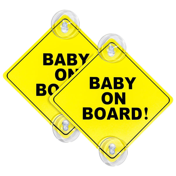 VASTRISE 2 Pcs Baby On Board Sign for Car with Suction Cups,About 5"x5"