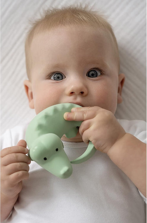 Organic Rubber Crocodile Rattle & Teether - Eco-Friendly Bath Toy