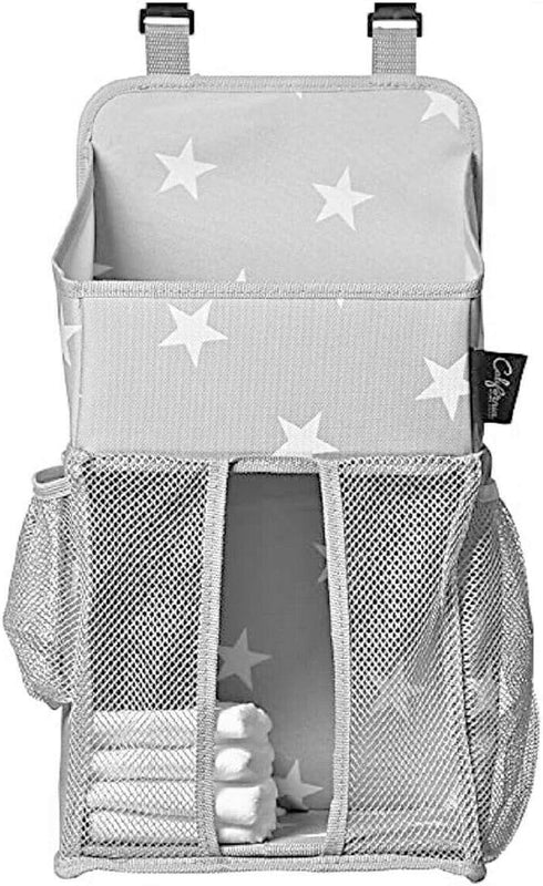 Star Pattern Diaper Caddy and Nursery Organizer for Newborn Baby Essentials, Hang on Crib, Baby Bed. Changing Table
