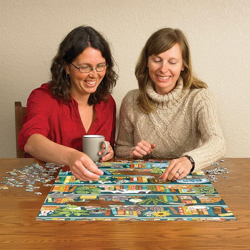Cobble Hill 1000 Piece Puzzle - The Purrfect Bookshelf, Sample Poster Included