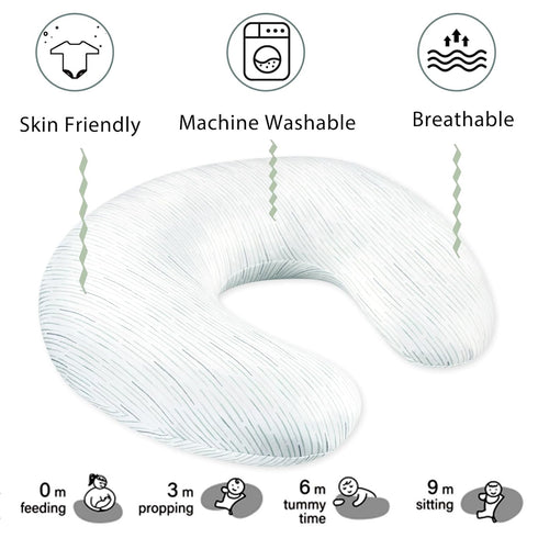 Pea Pod Nursing Pillow Cover Striped Breastfeeding Pillow Slipcover for Moms Soft Breathable Organic Knit Fabric