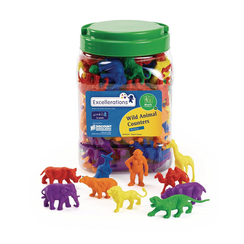 Excellerations Math Manipulatives Set of 120 Jungle Animal Counters 1.5 inches -2