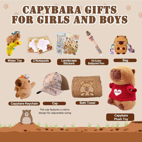 CHDGIOHA 4 5 6 7 8 9 10+ Set Capybara Plush Gifts for Girls & Boys Ages Kids Capybara Toys with Stuffed