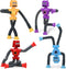Pop Tubes Robot Fidget Toys (4 Pack), Telescopic Suction Cup Robotics Toy, Autism Sensory Toys for Kids Age 3-6