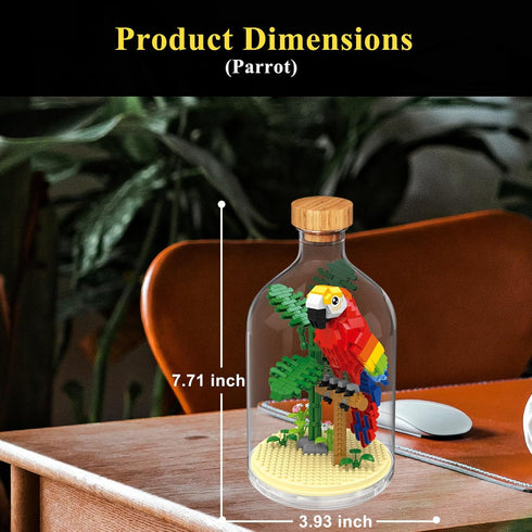 Creative Parrot Toy Building Set, Mini Animal Friend Set, Party Favors Gift for Kids, Home Decor for Animal Lovers,