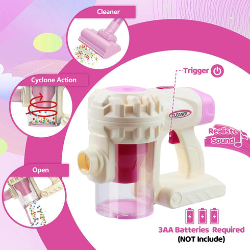 3 1 3 Toddler Vacuum Cleaner, in Kids Vacuum Toy with Weak Suction, Role Play Housekeeping STEM Educational Toy
