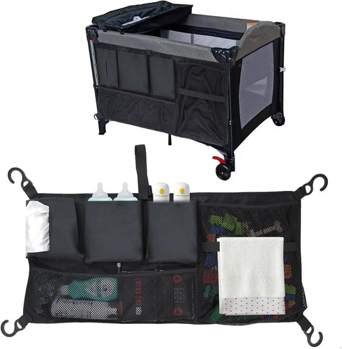 Abnaok Stroller Wagon Cargo Net, Large Capacity Mesh Storage Bag with Sorting Pockets, Compatible with WONDERFOLD