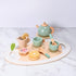 MONT PLEASANT 15pcs Wooden Tea Set for Little Girls, Toddler Play Kitchen Accessories, Play Food Playset for Kids Tea