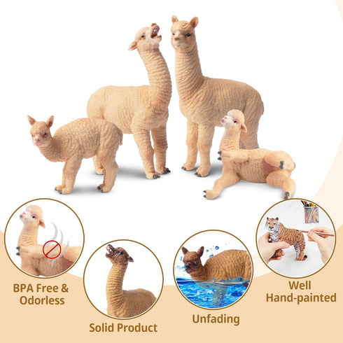 Toymany 8PCS Realistic Alpaca Figurines, Plastic Llama Figures for Christmas Birthday Toy Gift for Kids