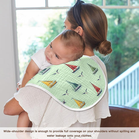 Sailboat 22"x11",1 Pack ALAZA Muslin Burp Cloths Ocean Beach Cotton Burping Cloth for Baby Boys Girls Soft Absorbent
