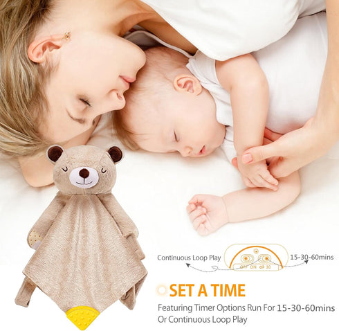 BEREST Rechargeable Baby Cry Sensor Sleep Soother Heartbeat Bear Lovey Blanket Comforter Toy, Help Newborns Go to Sleep