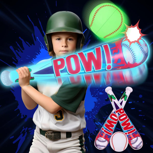 Pool Toys Beach Games for Kids - Inflatable Baseball with LED Light-up Glow in The Dark Bat for Outdoor Fun
